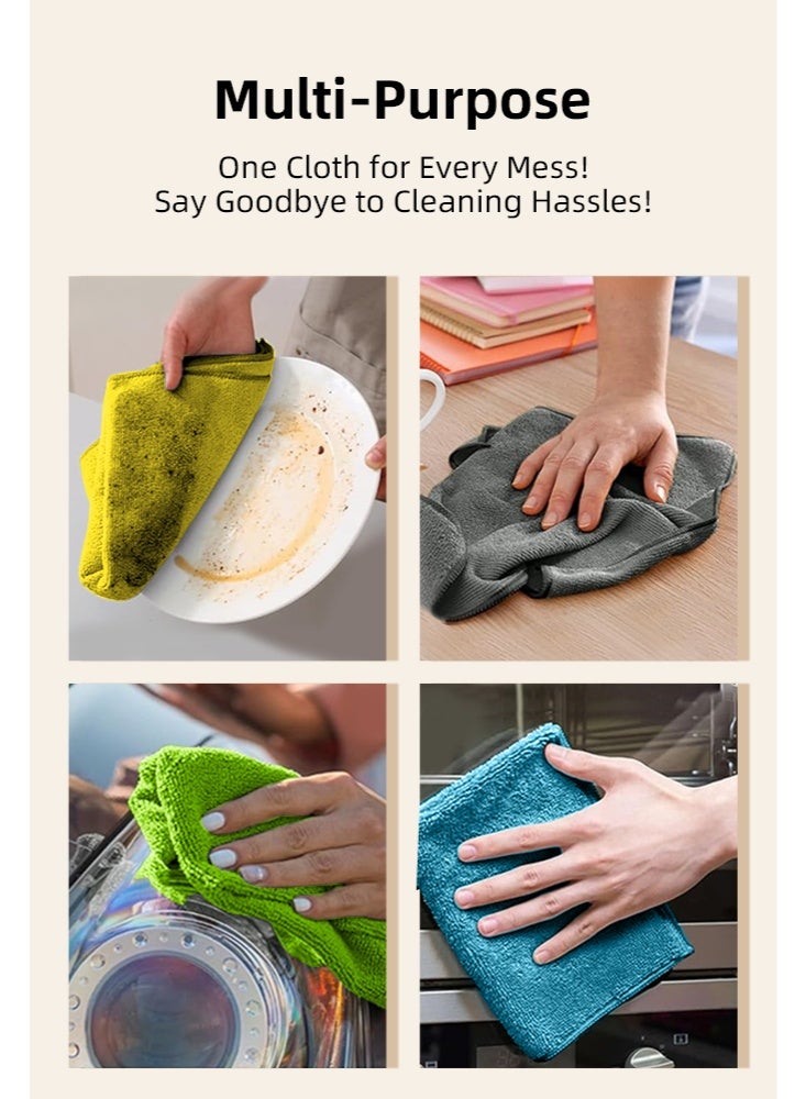 Microfiber Cleaning Cloth - 10 Pcs (32x32cm) - High Performance - 1200 Washes, Ultra Absorbent Microfiber Towel Weave Grime & Liquid for Streak-Free Mirror Shine - Image 4